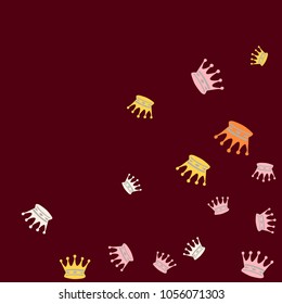 Elegant vector background with colored crowns. Simple gentle template for the card, invitation, printing. Fashionable decoration with beautiful crowns.
