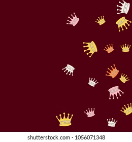 Elegant vector background with colored crowns. Simple gentle template for the card, invitation, printing. Fashionable decoration with beautiful crowns.
