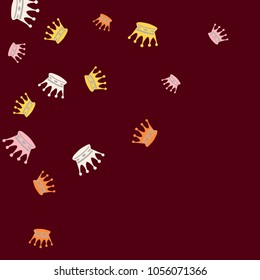 Elegant vector background with colored crowns. Simple gentle template for the card, invitation, printing. Fashionable decoration with beautiful crowns.
