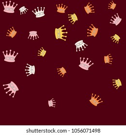 Elegant vector background with colored crowns. Simple gentle template for the card, invitation, printing. Fashionable decoration with beautiful crowns.
