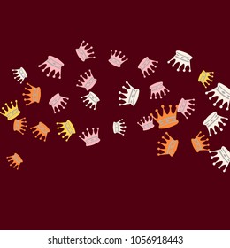 Elegant vector background with colored crowns. Simple gentle template for the card, invitation, printing. Fashionable decoration with beautiful crowns.
