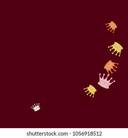 Elegant vector background with colored crowns. Simple gentle template for the card, invitation, printing. Fashionable decoration with beautiful crowns.
