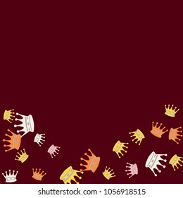 Elegant vector background with colored crowns. Simple gentle template for the card, invitation, printing. Fashionable decoration with beautiful crowns.
