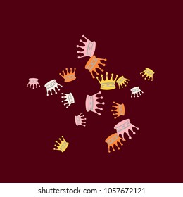 Elegant vector background with colored crowns. Simple gentle template for the card, invitation, printing. Fashionable decoration with beautiful crowns.
