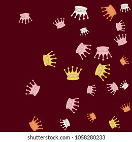 Elegant vector background with colored crowns. Simple gentle template for the card, invitation, printing. Fashionable decoration with beautiful crowns.
