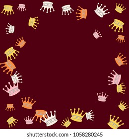 Elegant vector background with colored crowns. Simple gentle template for the card, invitation, printing. Fashionable decoration with beautiful crowns.
