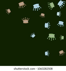 Elegant vector background with colored crowns. Simple gentle template for the card, invitation, printing. Fashionable decoration with beautiful crowns.
