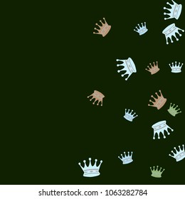 Elegant vector background with colored crowns. Simple gentle template for the card, invitation, printing. Fashionable decoration with beautiful crowns.
