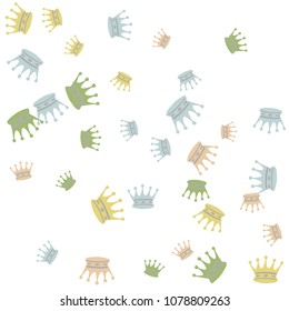 Elegant vector background with colored crowns. Simple gentle template for the card, invitation, printing. Fashionable decoration with beautiful crowns.