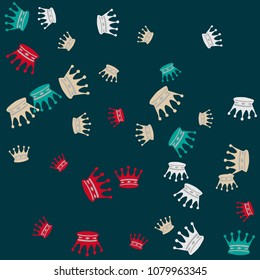 Elegant vector background with colored crowns. Simple gentle template for the card, invitation, printing. Fashionable decoration with beautiful crowns.
