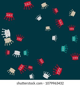Elegant vector background with colored crowns. Simple gentle template for the card, invitation, printing. Fashionable decoration with beautiful crowns.

