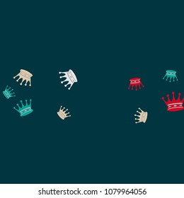 Elegant vector background with colored crowns. Simple gentle template for the card, invitation, printing. Fashionable decoration with beautiful crowns.
