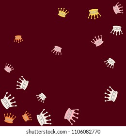Elegant vector background with colored crowns. Simple gentle template for the card, invitation, printing. Fashionable decoration with beautiful crowns.
