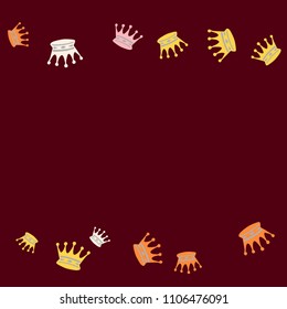 Elegant vector background with colored crowns. Simple gentle template for the card, invitation, printing. Fashionable decoration with beautiful crowns.
