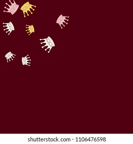 Elegant vector background with colored crowns. Simple gentle template for the card, invitation, printing. Fashionable decoration with beautiful crowns.
