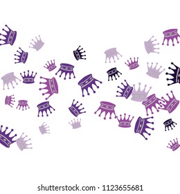 Elegant vector background with colored crowns. Simple gentle template for the card, invitation, printing. Fashionable decoration with beautiful crowns.
