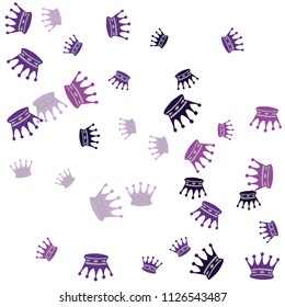 Elegant vector background with colored crowns. Simple gentle template for the card, invitation, printing. Fashionable decoration with beautiful crowns.
