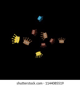 Elegant vector background with colored crowns. Simple gentle template for the card, invitation, printing. Fashionable decoration with beautiful crowns.
