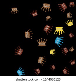 Elegant vector background with colored crowns. Simple gentle template for the card, invitation, printing. Fashionable decoration with beautiful crowns.
