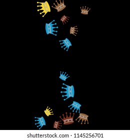 Elegant vector background with colored crowns. Simple gentle template for the card, invitation, printing. Fashionable decoration with beautiful crowns.
