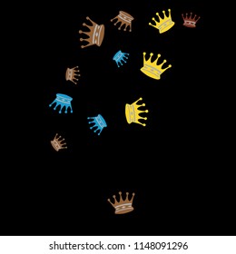 Elegant vector background with colored crowns. Simple gentle template for the card, invitation, printing. Fashionable decoration with beautiful crowns.

