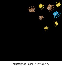 Elegant vector background with colored crowns. Simple gentle template for the card, invitation, printing. Fashionable decoration with beautiful crowns.
