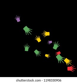 Elegant vector background with colored crowns. Simple gentle template for the card, invitation, printing. Fashionable decoration with beautiful crowns.

