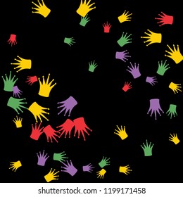 Elegant vector background with colored crowns. Simple gentle template for the card, invitation, printing. Fashionable decoration with beautiful crowns.
