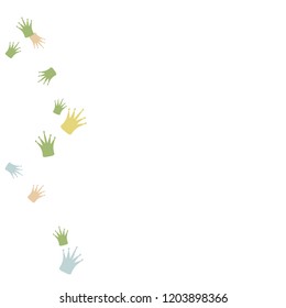 Elegant vector background with colored crowns. Simple gentle template for the card, invitation, printing. Fashionable decoration with beautiful crowns.
