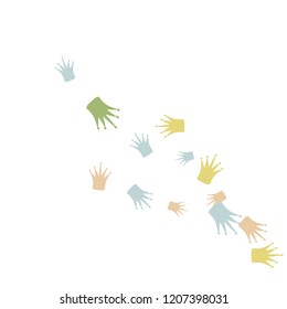 Elegant vector background with colored crowns. Simple gentle template for the card, invitation, printing. Fashionable decoration with beautiful crowns.
