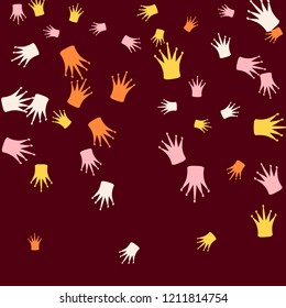 Elegant vector background with colored crowns. Simple gentle template for the card, invitation, printing. Fashionable decoration with beautiful crowns.
