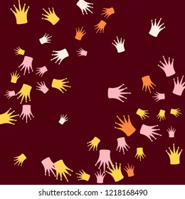 Elegant vector background with colored crowns. Simple gentle template for the card, invitation, printing. Fashionable decoration with beautiful crowns.
