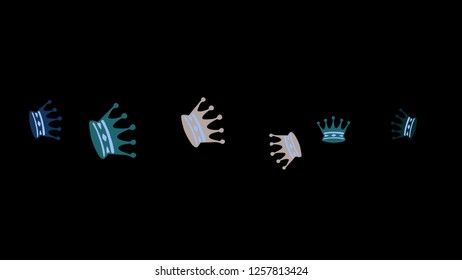 Elegant vector background with colored crowns. Simple gentle template for the card, invitation, printing. Fashionable decoration with beautiful crowns.
