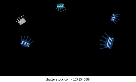 Elegant vector background with colored crowns. Simple gentle template for the card, invitation, printing. Fashionable decoration with beautiful crowns.
