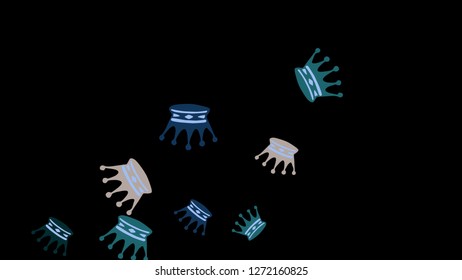 Elegant vector background with colored crowns. Simple gentle template for the card, invitation, printing. Fashionable decoration with beautiful crowns.
