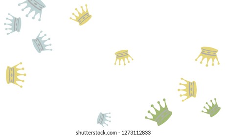 Elegant vector background with colored crowns. Simple gentle template for the card, invitation, printing. Fashionable decoration with beautiful crowns.
