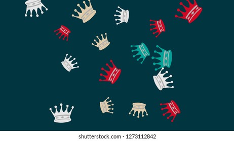 Elegant vector background with colored crowns. Simple gentle template for the card, invitation, printing. Fashionable decoration with beautiful crowns.
