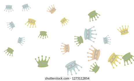 Elegant vector background with colored crowns. Simple gentle template for the card, invitation, printing. Fashionable decoration with beautiful crowns.
