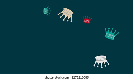 Elegant vector background with colored crowns. Simple gentle template for the card, invitation, printing. Fashionable decoration with beautiful crowns.

