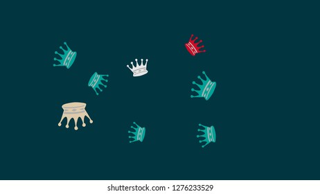 Elegant vector background with colored crowns. Simple gentle template for the card, invitation, printing. Fashionable decoration with beautiful crowns.
