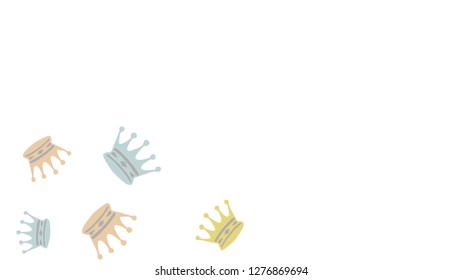 Elegant vector background with colored crowns. Simple gentle template for the card, invitation, printing. Fashionable decoration with beautiful crowns.
