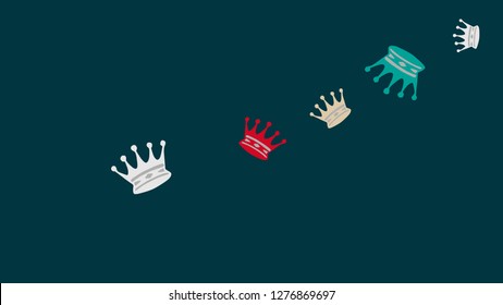 Elegant vector background with colored crowns. Simple gentle template for the card, invitation, printing. Fashionable decoration with beautiful crowns.
