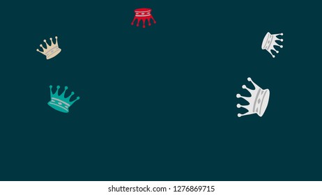 Elegant vector background with colored crowns. Simple gentle template for the card, invitation, printing. Fashionable decoration with beautiful crowns.
