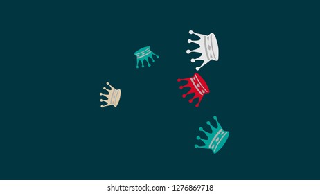 Elegant vector background with colored crowns. Simple gentle template for the card, invitation, printing. Fashionable decoration with beautiful crowns.
