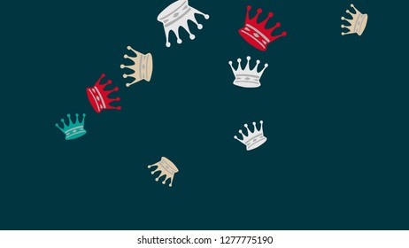 Elegant vector background with colored crowns. Simple gentle template for the card, invitation, printing. Fashionable decoration with beautiful crowns.
