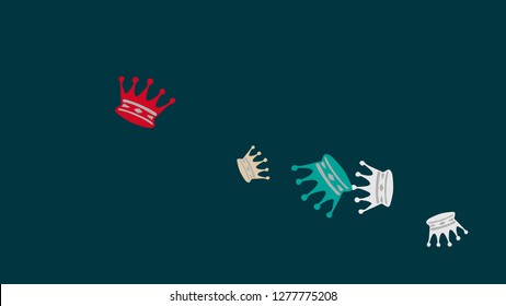 Elegant vector background with colored crowns. Simple gentle template for the card, invitation, printing. Fashionable decoration with beautiful crowns.
