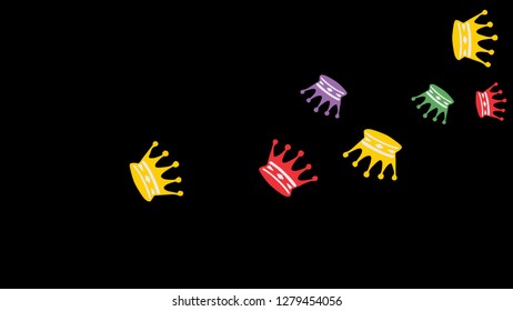 Elegant vector background with colored crowns. Simple gentle template for the card, invitation, printing. Fashionable decoration with beautiful crowns.
