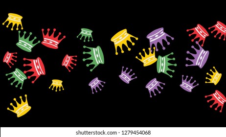 Elegant vector background with colored crowns. Simple gentle template for the card, invitation, printing. Fashionable decoration with beautiful crowns.
