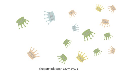 Elegant vector background with colored crowns. Simple gentle template for the card, invitation, printing. Fashionable decoration with beautiful crowns.
