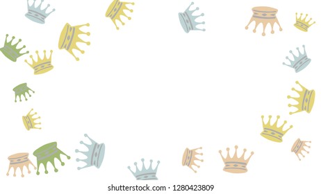 Elegant vector background with colored crowns. Simple gentle template for the card, invitation, printing. Fashionable decoration with beautiful crowns.
